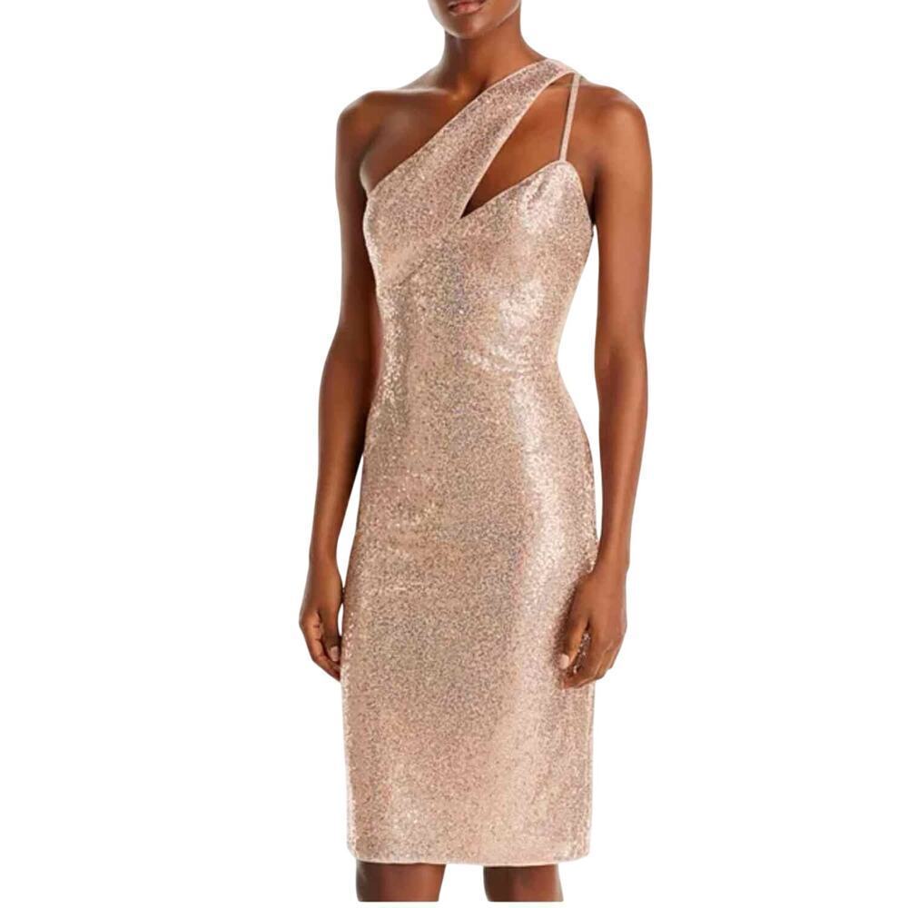 AQUA Formal Special Event One Shoulder Sequin Dress Size Large Copper